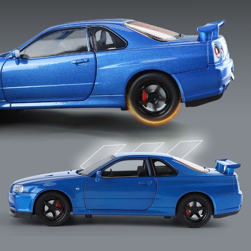 Midnight Purple 1:24 R34 Nissan Skyline Model Car Full Metal